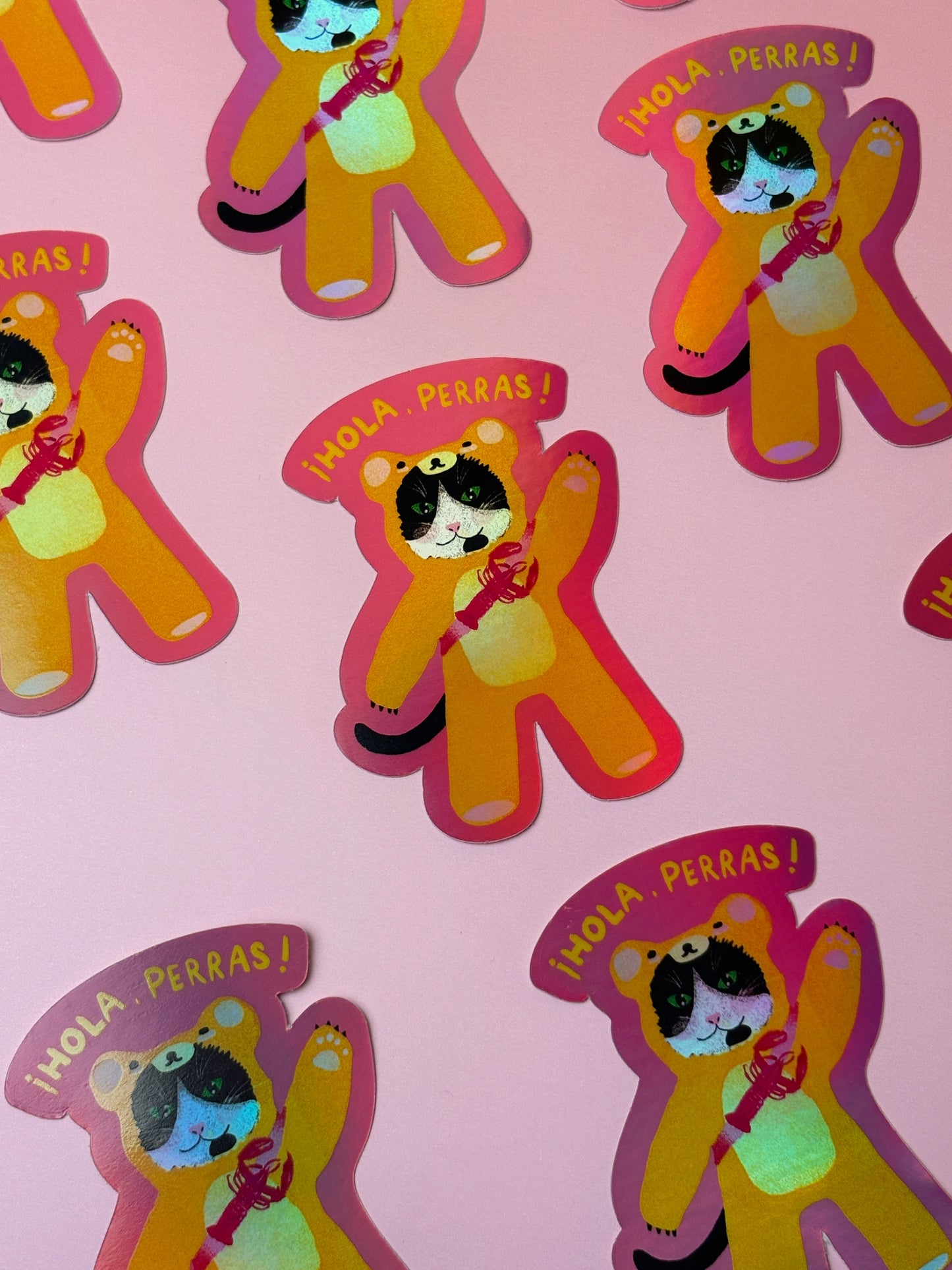 ¡Hola Perras! Tuxedo Cat Holo Sticker