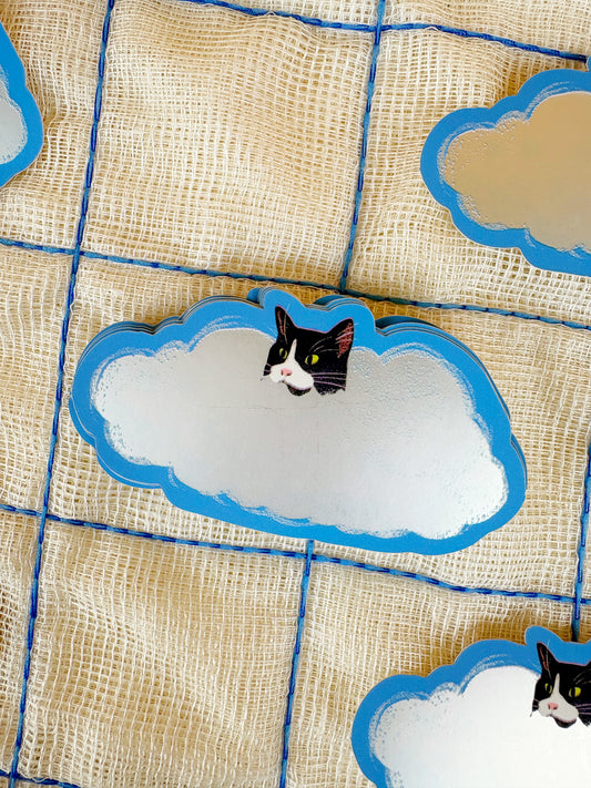 Cat in the Clouds Sticker - Mirror Effect Die-Cut Sticker