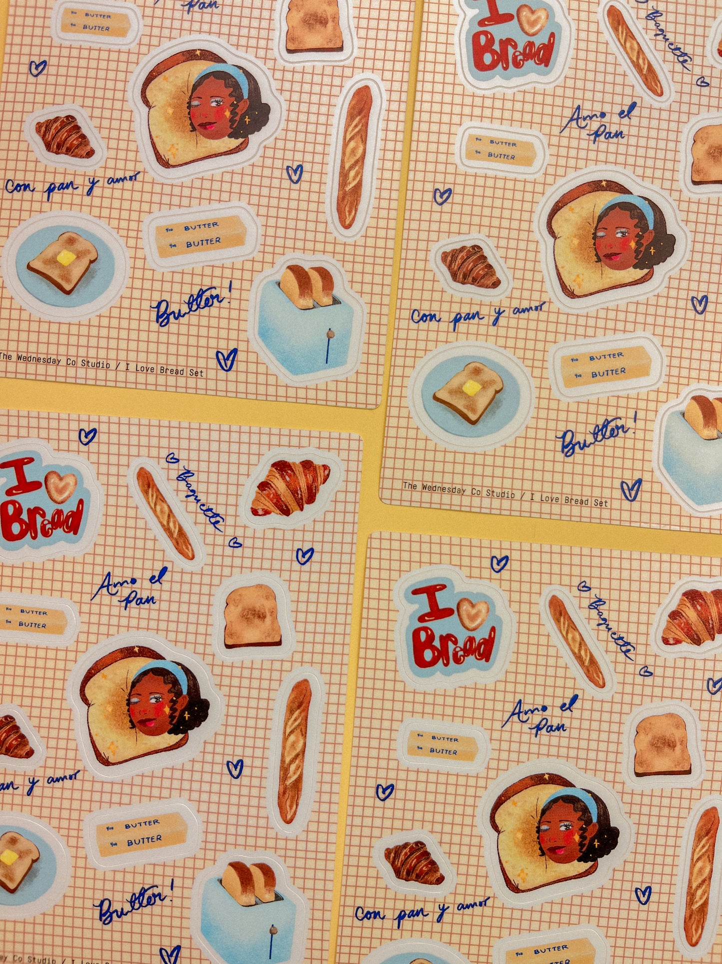 I Love Bread Vinyl Sticker Sheet