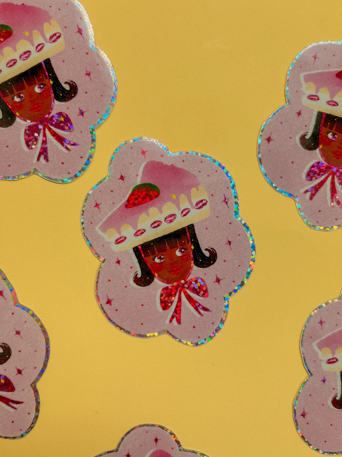 Bizcochito Chica Glitter Cake Sticker Flake