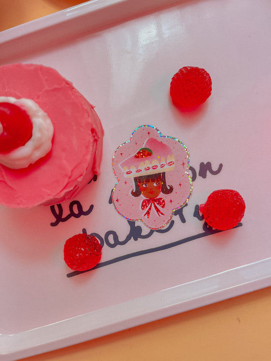Bizcochito Chica Glitter Cake Sticker Flake