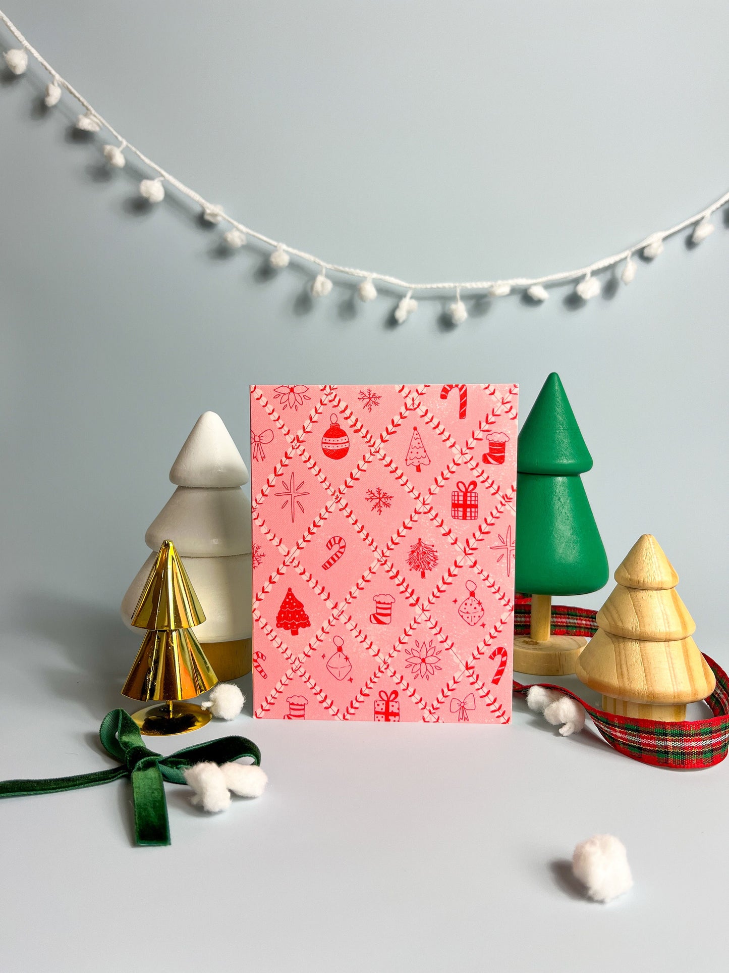 Pink Christmas Greeting Card // Cute Christmas Card // Sweet Christmas