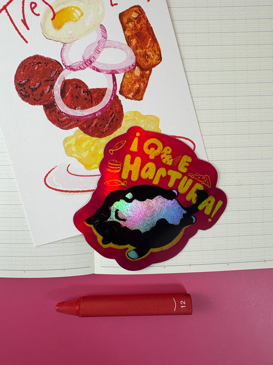 Que Hartura! I’m so full Cat Sticker
