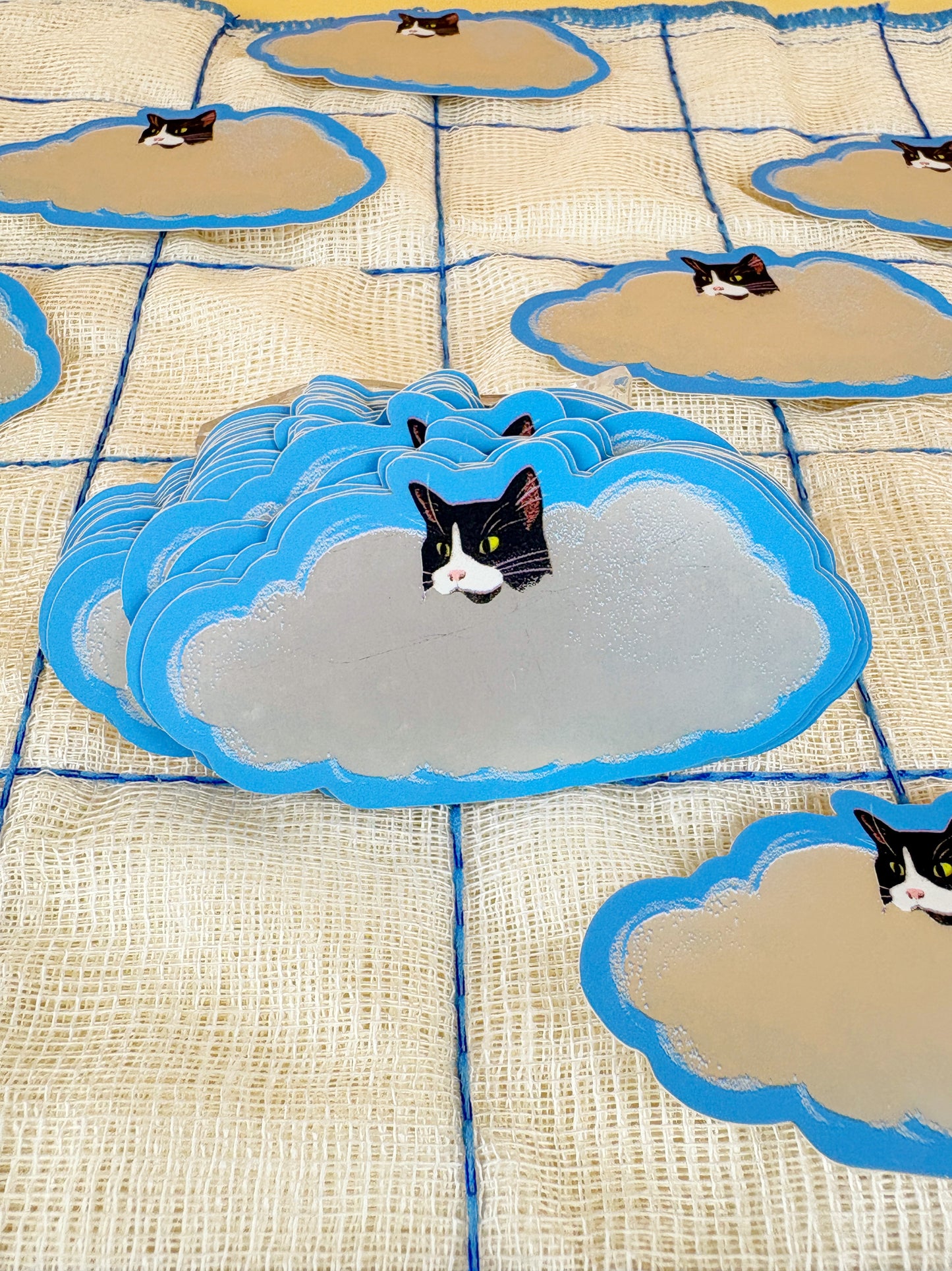 Cat in the Clouds Sticker - Mirror Effect Die-Cut Sticker