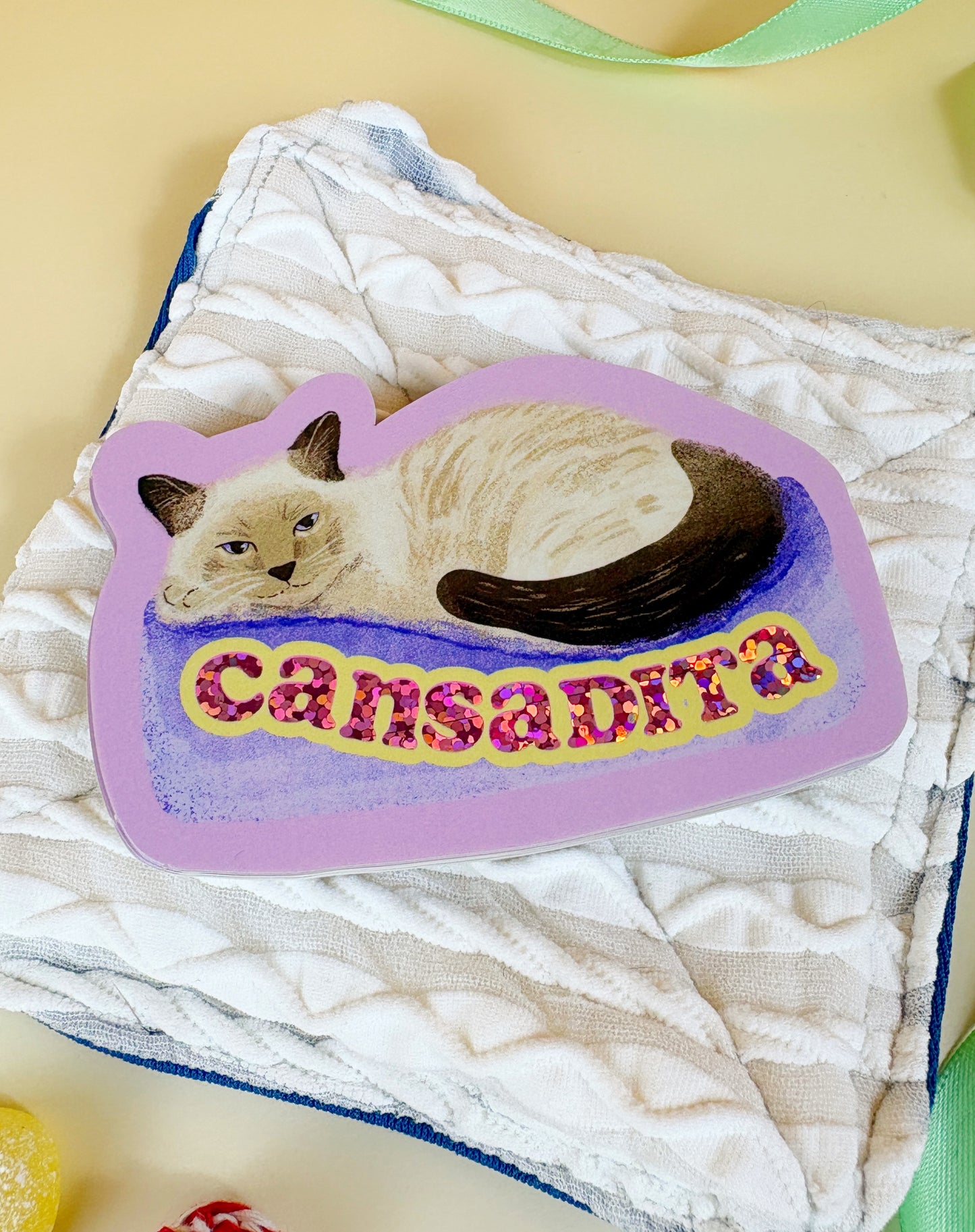 Cansadita Glitter Siamese Cat Sticker