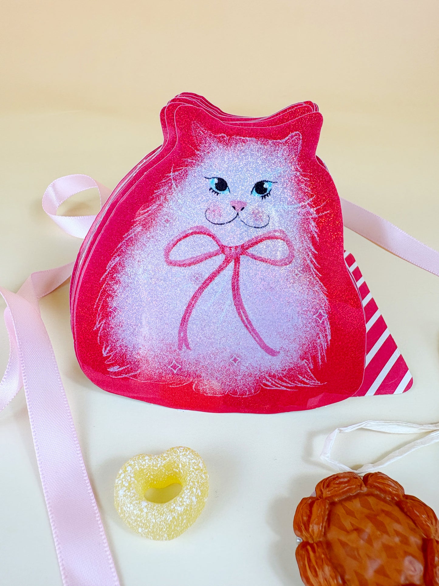 Cute White Fluffy Glitter Cat Sticker