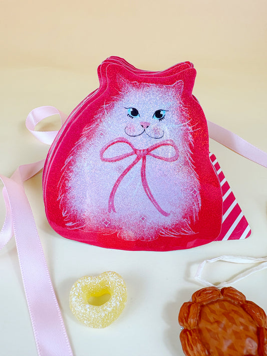 Cute White Fluffy Glitter Cat Sticker