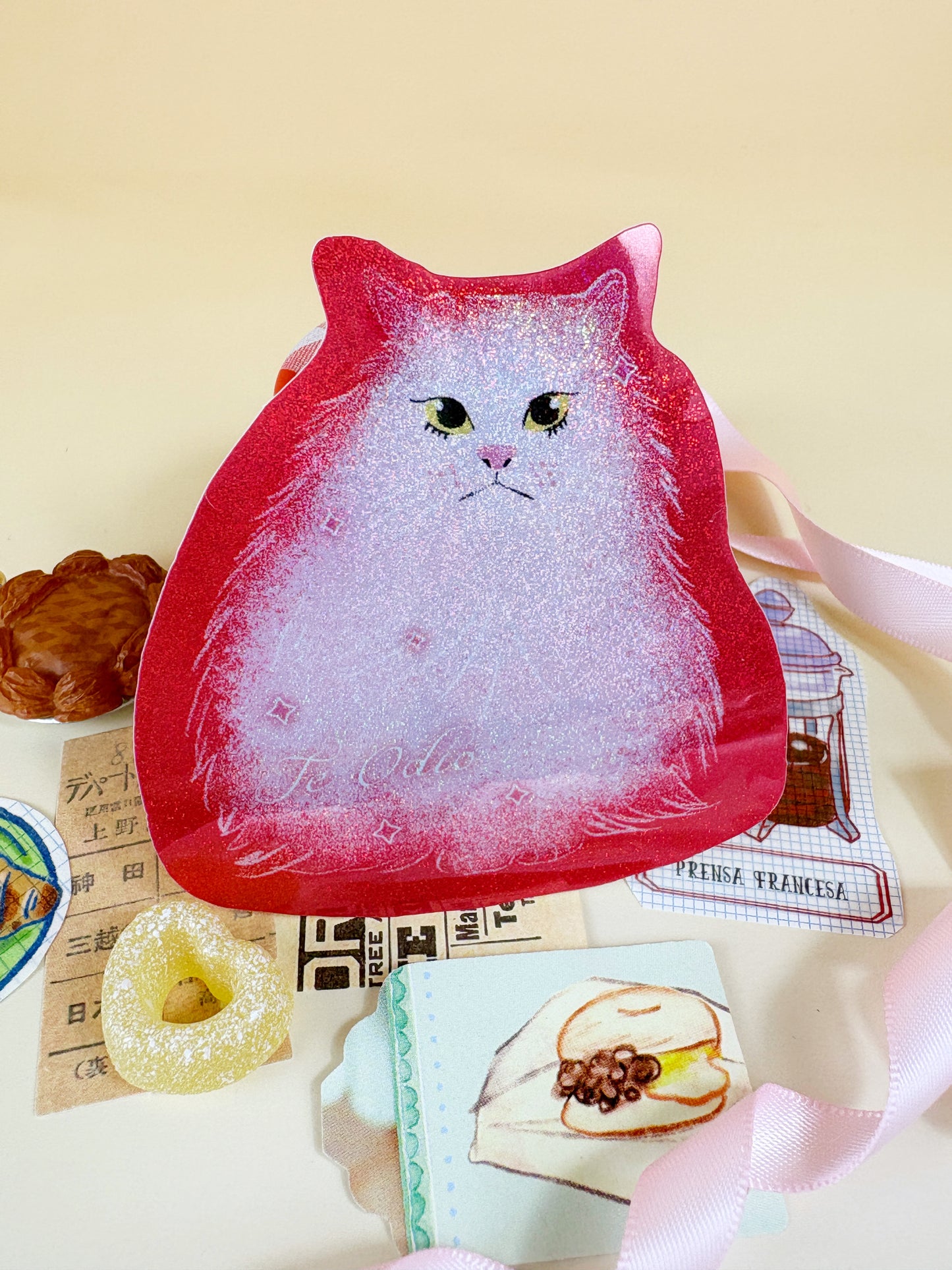 Te Odio Fluffy White Cat Sticker