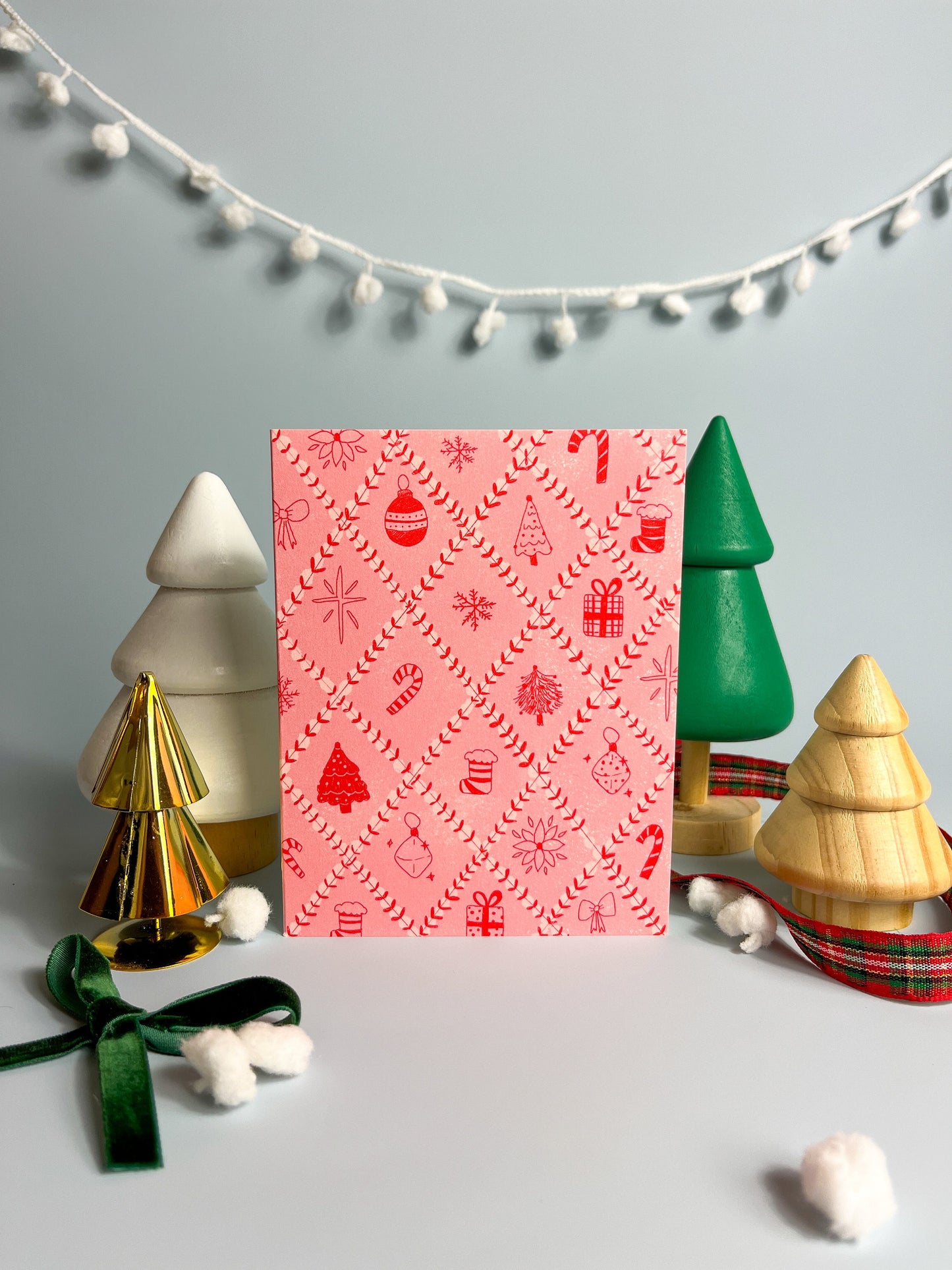 Pink Christmas Greeting Card // Cute Christmas Card // Sweet Christmas