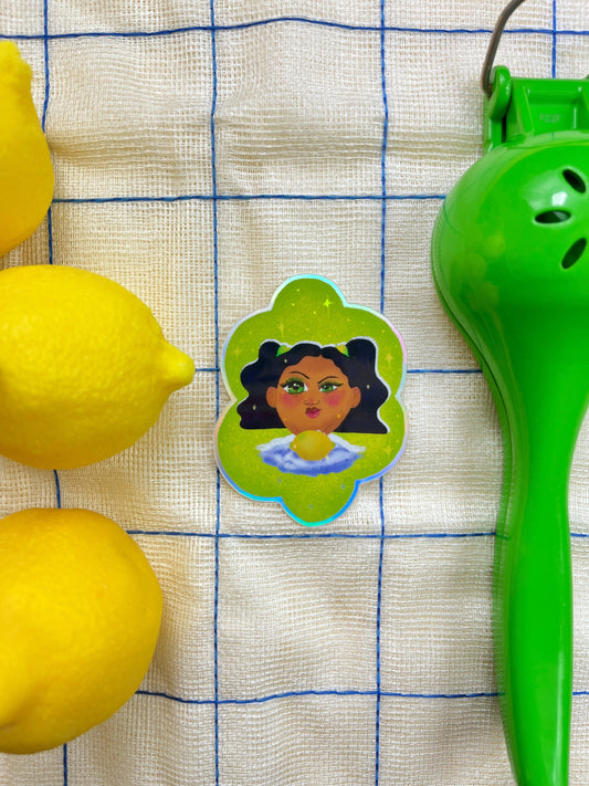 Lemon Lime Chica Holographic Sticker Flake // Cute Green Sticker Flake // Limon Chica Sticker