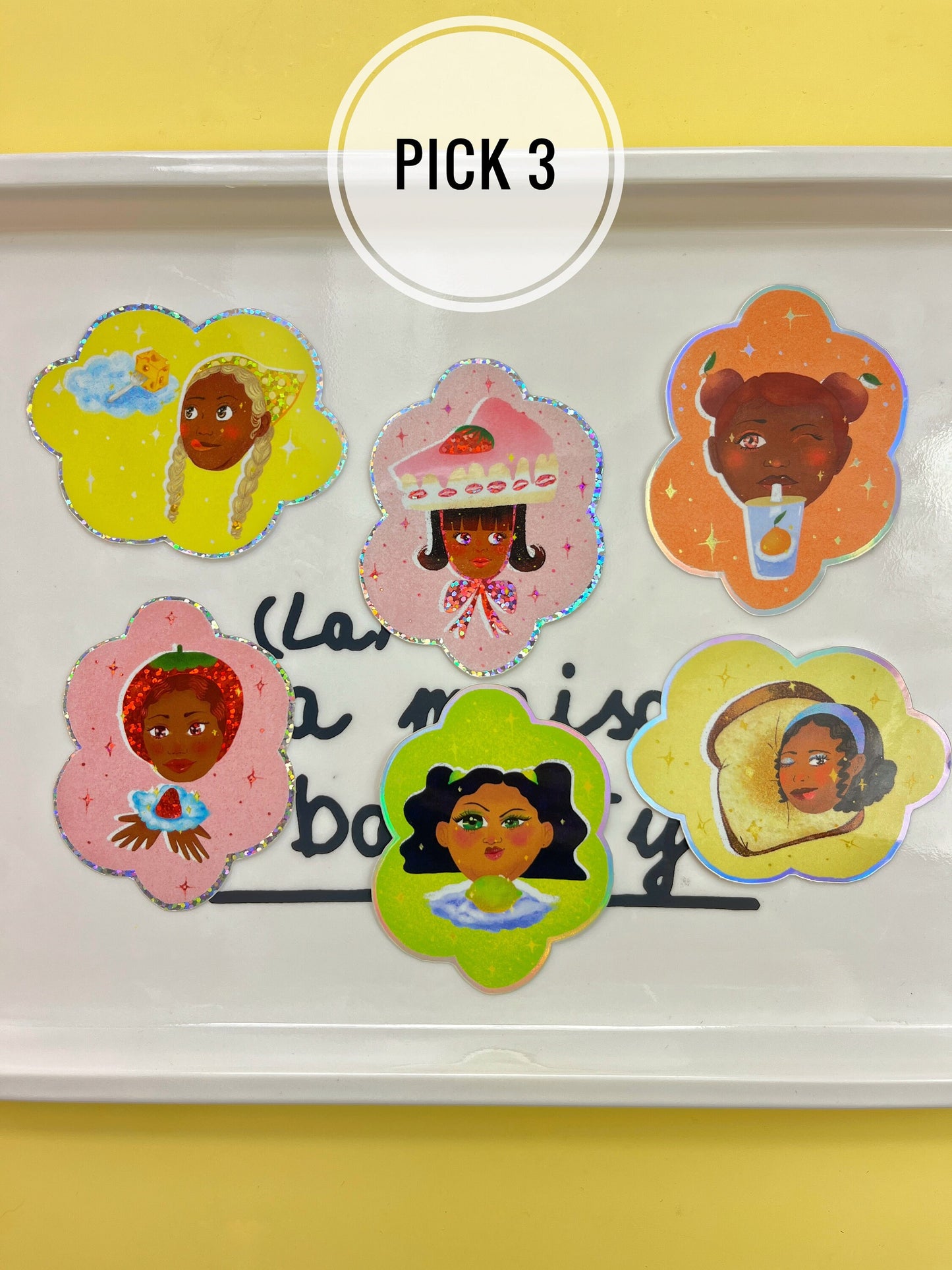 Lemon Lime Chica Holographic Sticker Flake // Cute Green Sticker Flake // Limon Chica Sticker