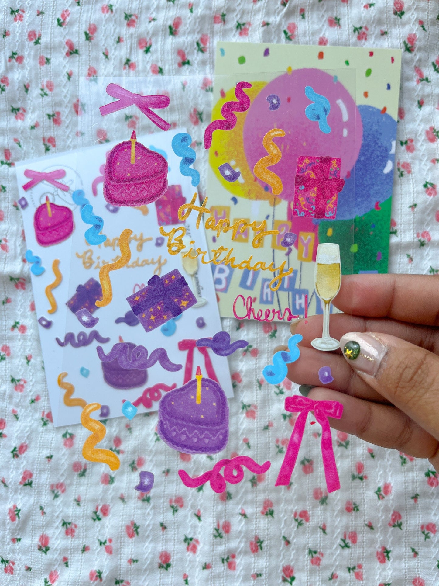 Happy Birthday Glitter Deco Sticker Set