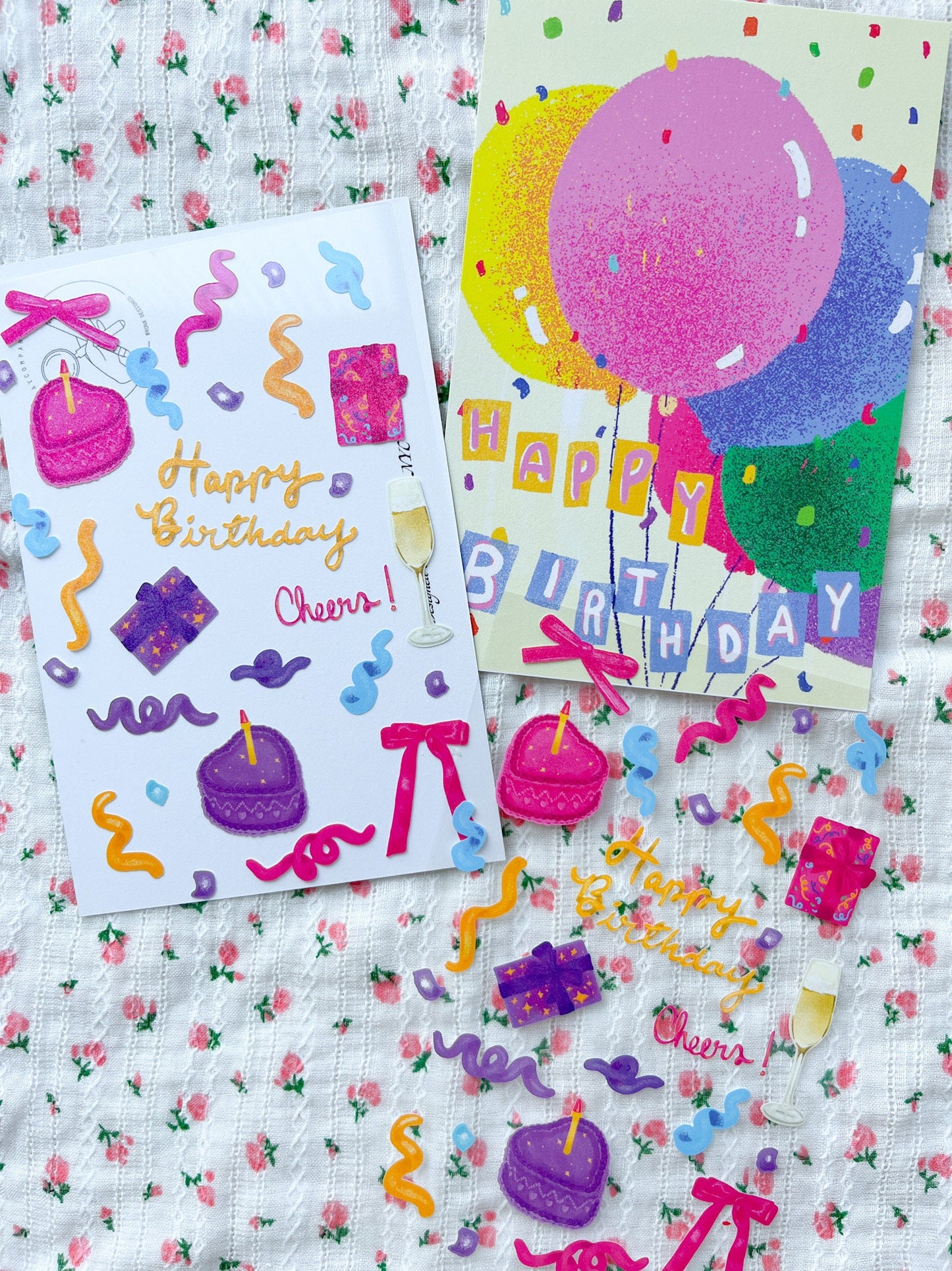 Happy Birthday Glitter Deco Sticker Set